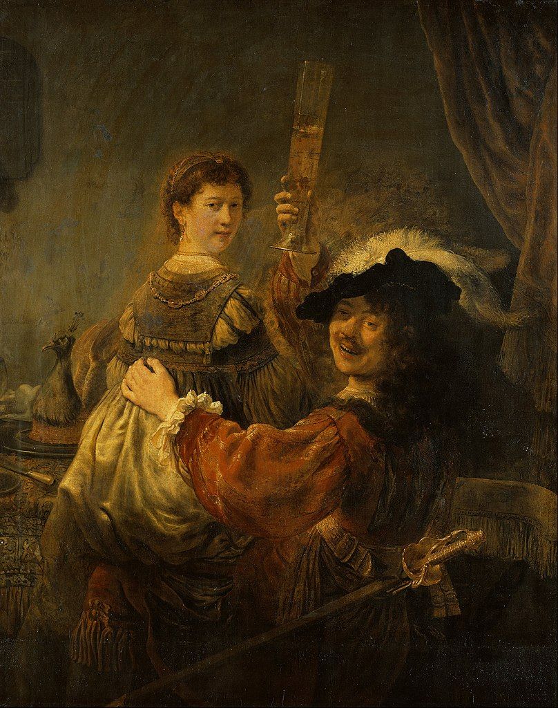 "Rembrandt and Saskia in the parable of the prodigal son" is a painting by the Dutch master Rembrandt. It portrays two people who had been identified as Rembrandt himself and his wife Saskia. In the Protestant contemporary world, the theme of the prodigal son was a frequent subject for works of art due to its moral background.